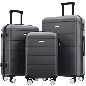 English Elm Hardshell 3 Piece Luggage Set Abs Spinner Suitcase with Tsa Lock Telescoping Handle Charcoal N732P308497E
