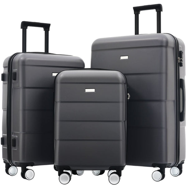 English Elm Hardshell 3 Piece Luggage Set Abs Spinner Suitcase with Tsa Lock Telescoping Handle Charcoal N732P308497E