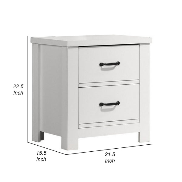 English Elm Jermy Two Drawer Nightstand White Mdf Build with Bold Black Hardware Bedroom Storage B056P416840