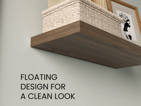 English Elm Floating Shelves - Elegant Mahogany Finish, Space-Saving Design, Perfect For Modern Home Décor B097P250920