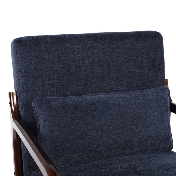 English Elm Mid Century Modern Accent Chair Solid Rubberwood Frame with Lumbar Pillow for Any Room W2989P426383