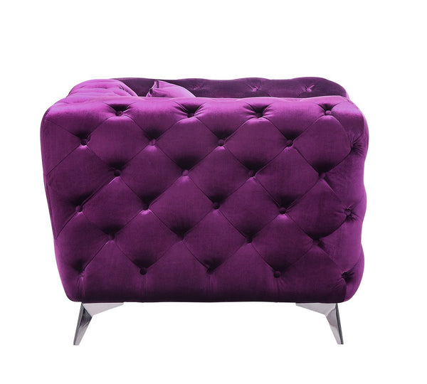 English Elm Atronia Purple Velvet Loveseat with Diamond Button Tufting, Pocket Coil Seats, Hardwood Frame, Chic Legs B2726P255741