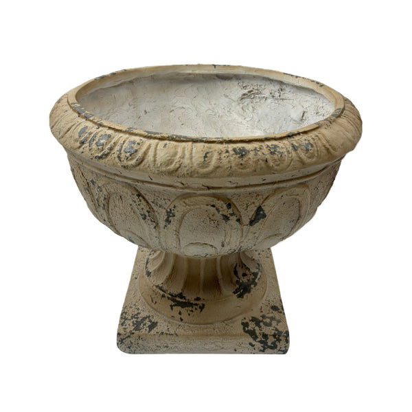 English Elm Mgo Square Garden Urn Hand-painted Antique White Outdoor Planter for Patios W5230P449932