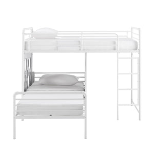 English Elm Walker Edison - Modern Geo Cutout Colorful Twin L-Shaped Bunk Bed – White / Cool Grey