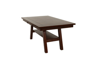 English Elm Dining Rectangle Table with Open Shelf Solid Rubberwood Finish 66" x 40" Contemporary Dining Room Centerpiece Walnut 70 L x 45 W x 7 H B011P192196