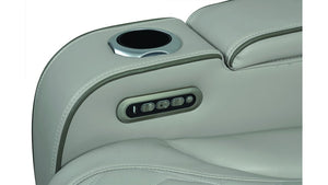 English Elm Fortuner 2PC Living Room Set with Power Recline, LED Lighting, Massage, Bluetooth Speakers, USB Charging Grey B009S01497