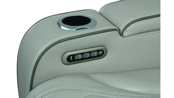 English Elm Fortuner 2PC Living Room Set with Power Recline, LED Lighting, Massage, Bluetooth Speakers, USB Charging Grey B009S01497