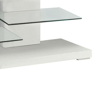 English Elm Strick White High Gloss 2-Shelf TV Stand with Tempered Glass, Spacious Modern Storage, 47" Wide B062P328700