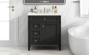 English Elm 30'' Modern Bathroom Vanity With Ceramic Sink & Soft-Close Drawers - Stylish Storage Solution! N710P206904B