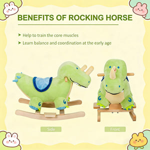 English Elm Dinosaur Plush Rocking Toy for Toddlers with Sound Effects and Wooden Base T3971P442730