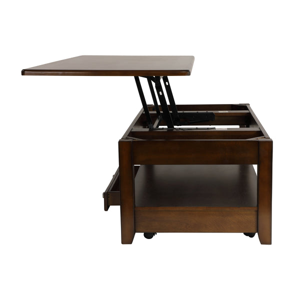 English Elm Contemporary Chairside Table with Open Shelf and Deep Finish for Living Room Style and Functionality Cherry 51.5 L x 29 W x 12 H B011P297485