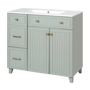 English Elm 36" Modern Bathroom Vanity with Ceramic Sink, Soft-Close Doors, Double-Layer Drawer & Storage Elegance Green N729P289163F