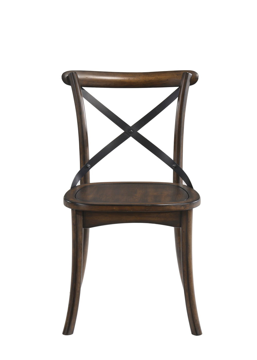 English Elm Kaelyn Dark Oak Side Chair Set of 2 with Black X Metal Backrest — Rustic-Industrial Dining Seating B2726P255758