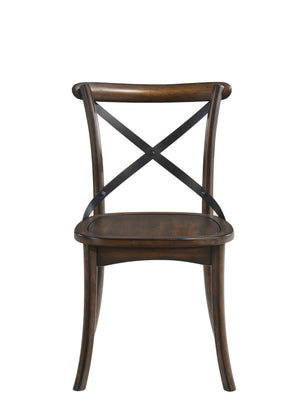 English Elm Kaelyn Dark Oak Side Chair Set of 2 with Black X Metal Backrest — Rustic-Industrial Dining Seating B2726P255758