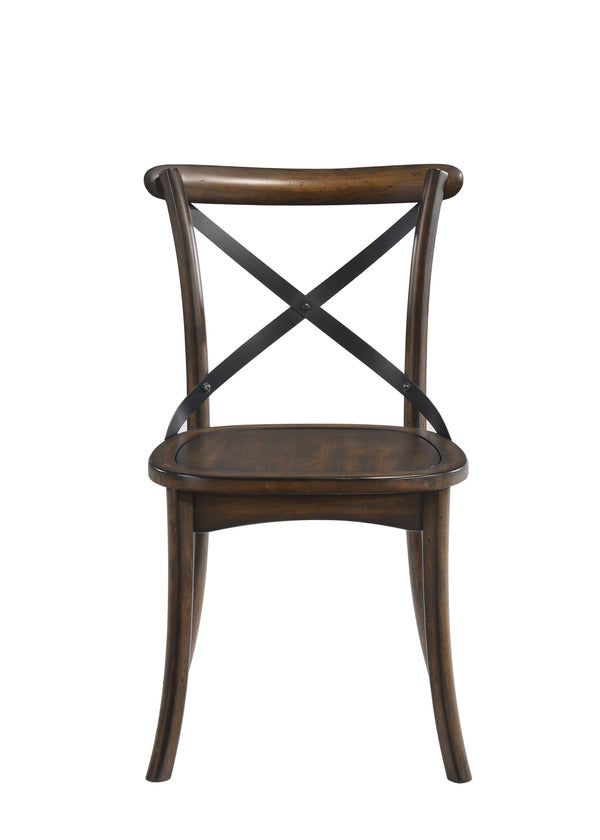English Elm Kaelyn Dark Oak Side Chair Set of 2 with Black X Metal Backrest — Rustic-Industrial Dining Seating B2726P255758