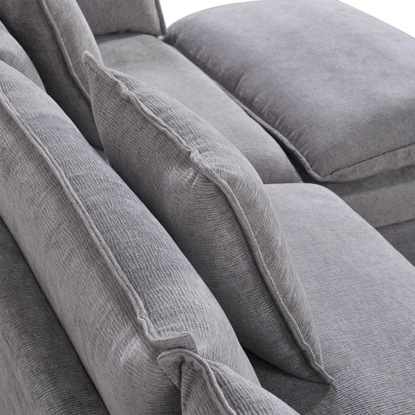 English Elm 108.66"Modern Chenille L-Shaped Sectional Sofa with Convertible Chaise, Solid Wood Frame, Plush Foam Comfort and Ottoman Set for Spacious Living Room Light Gray W1036S00055