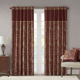 Madison Park Aubrey Traditional Jacquard Curtain Panel Pair MP40-2712 Burgundy