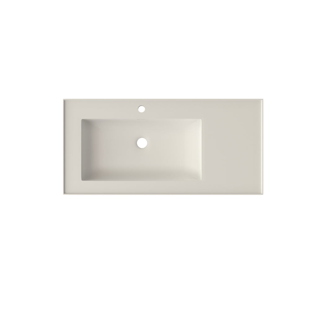 English Elm 39 Inch Solid Surface Wall Mount Bathroom Basin with Matte Finish Modern Design T3785P491208