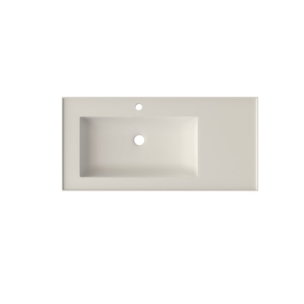 English Elm 39 Inch Solid Surface Wall Mount Bathroom Basin with Matte Finish Modern Design T3785P491208