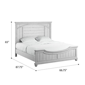 English Elm Wallace & Bay - Gray Queen Panel Bed with Coastal Oyster Shell Finish, Durable Wood, Easy-Care Design, Stylishly Spacious B361S00002