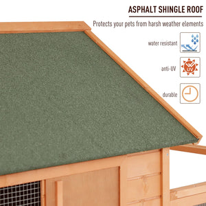 English Elm Chicken Coop Solid Fir Wood Elevated Backyard Hen House with Six Nesting Spaces T3971S00015