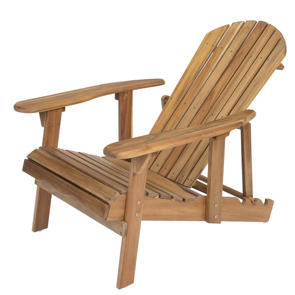 English Elm Christopher Knight Home® - Malibu Foldable Adirondack Chair – Rustic Acacia Wood, Weather-Resistant, Perfect For Outdoor Relaxation N770P241669M