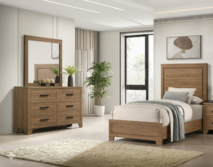 English Elm Contemporary Glam Twin Bed Set with Led Headboard Embossed Panels and Trundle Included B2741S00905