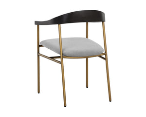 Sunpan Giorgio Mid-Century Modern Dining Armchair with Antique Brass Legs and Durable Performance Fabric