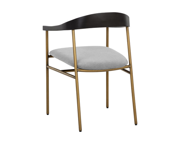 Sunpan Giorgio Mid-Century Modern Dining Armchair with Antique Brass Legs and Durable Performance Fabric
