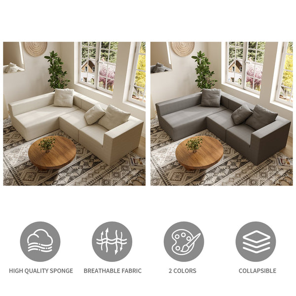 English Elm L Shaped Modular Sectional Sofa - 110" Corduroy Comfort With Movable Ottoman For Stylish Living Spaces W3670S00002