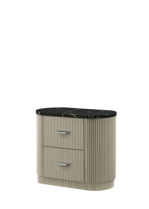 English Elm Travonte Two Drawer Nightstand Linen Finish Dovetail Joinery Bedroom Storage B2756P504966