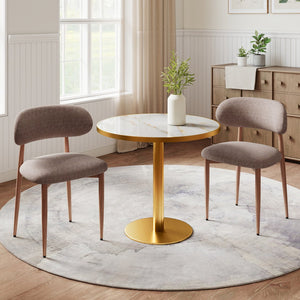 English Elm Dining Chair Set with Wood Grain Metal Frame Upholstered Seat Modern Farmhouse Kitchen Coffee W3316P449688