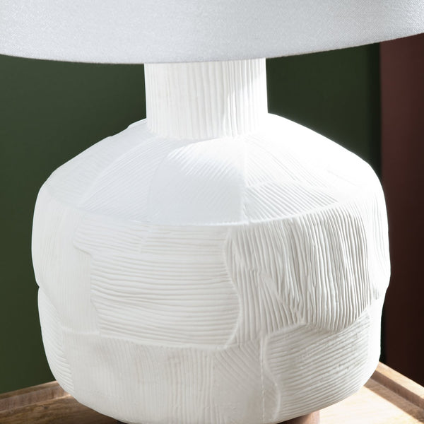 Crestview Collection 27"H Elegant Ceramic & Wood Table Lamp - Sculptural Design With Tapered Shade For Versatile Lighting   Cvazp124