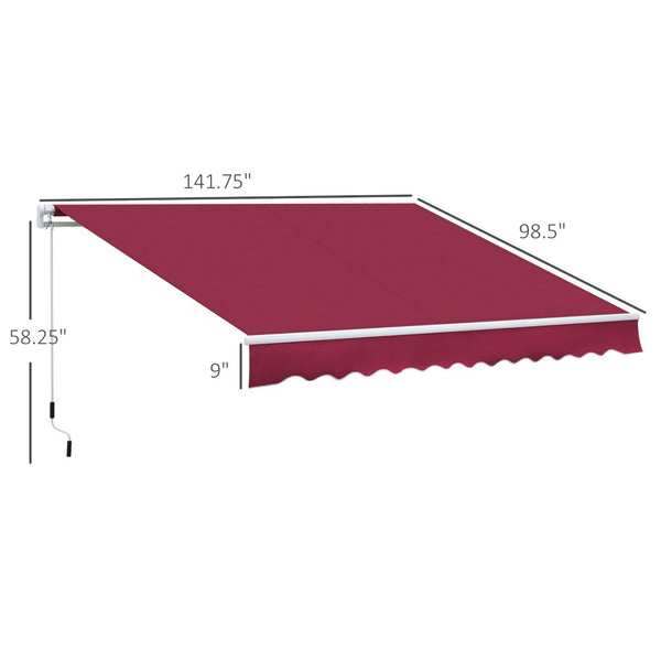 English Elm Outsunny 12' X 8' Retractable Awning - Stylish Sun Shade With Uv Protection, Manual Crank & Durable Frame W2225P174243-GIGA