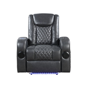 English Elm Alair Dark Gray Leather Power Recliner with Bluetooth, Wireless Charger, Cupholder & Cooling Storage B2726P265747
