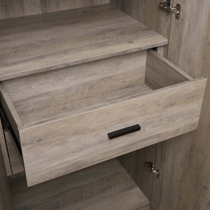 English Elm Lee 32" Rustic Gray Wardrobe Closet – Stylish Space-Saving Design With Soft-Close Doors & Easy Assembly B365S00128