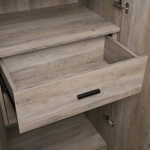English Elm Lee 32" Rustic Gray Wardrobe Closet – Stylish Space-Saving Design With Soft-Close Doors & Easy Assembly B365S00128