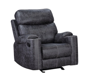 English Elm Hirah Microfiber Manual Recliner Chair with Cup Holder, Pocket Coil Seat, KD Back, 120° Recline Dark Gray 39.98 L x 30.32 W x 27.17 H B2726P362588