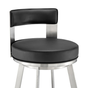 English Elm Flynn Swivel Barstool Faux Leather Cushion Matte Black Frame for Kitchen Island B2736P464830