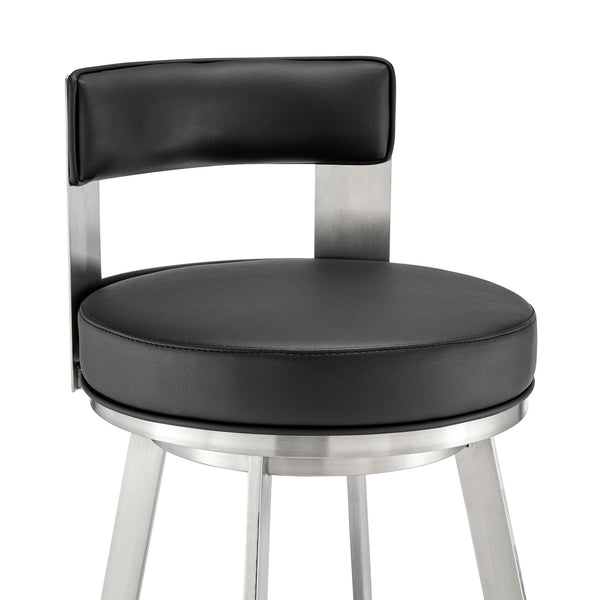 English Elm Flynn Swivel Barstool Faux Leather Cushion Matte Black Frame for Kitchen Island B2736P464830