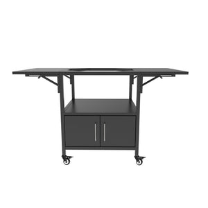 English Elm Outdoor Metal Kamado Grill Cart with Folding Prep Panels and Bottom Storage Compartment W3190P305785