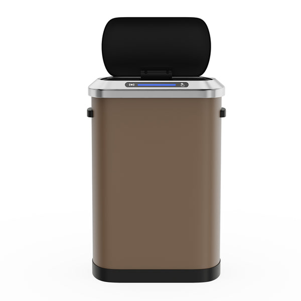 English Elm 50L Smart automatic Trash Can with Silent Slow-Close Lid, Motion Sensor, Durable 0.45mm Steel Body Brown W1550P247980