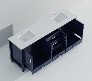 English Elm Navy Blue Double Bath Vanity 84" W X 22" D With Cultured Marble Top & Ample Storage Solutions B2731P259166