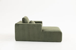 English Elm Sofa Bed Compact Corduroy Convertible Sleeper with Lumbar Pillows for Studio Apartments Green W3326P345960