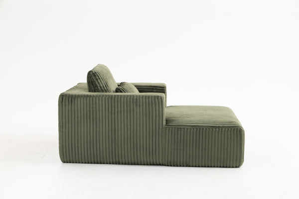 English Elm Sofa Bed Compact Corduroy Convertible Sleeper with Lumbar Pillows for Studio Apartments Green W3326P345960