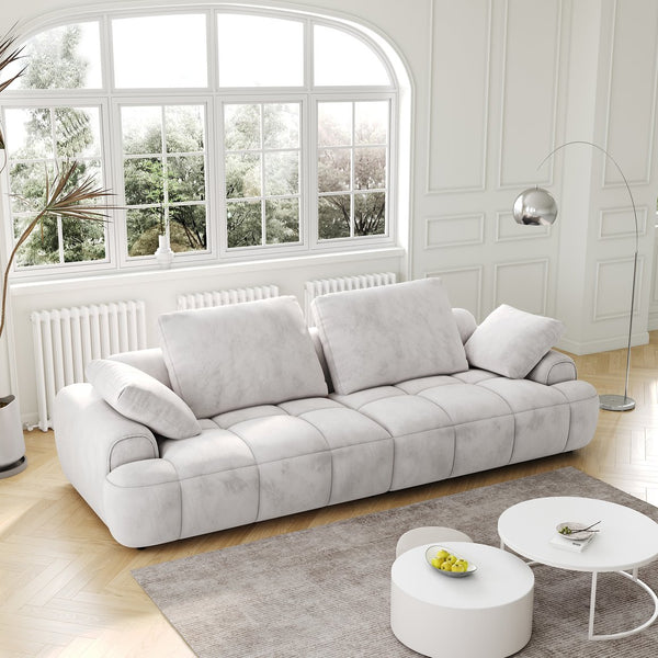 English Elm 86.6″ Modern Large Two-Seat Sofa with High Seat Height, Plush Suede Upholstery, Sleek Lofty Design Light Gray W1767S00003