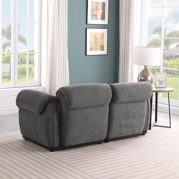 English Elm 102 Inch Linen Modular Sectional Sofa with Hidden Storage and Cloud Cushion Comfort Grey W1099S00204