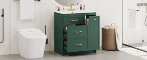English Elm Classic 30" Forest Green Bathroom Vanity with Gold Handles, Double-Layer Drawer, Ceramic Sink Elegance N729P194978F