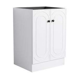 English Elm 24" Freestanding Bathroom Vanity with Integrated Basin Design, Adjustable Shelf & 3 Metal Handles, Eco Plywood Finish White W999P241064