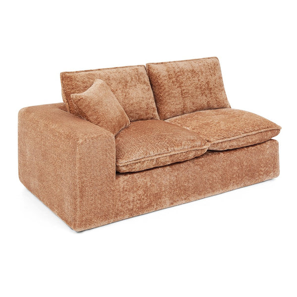English Elm 107'' Boucle Modular Sectional with Reversible Chaise and Two Ottomans for Living Room Orange W1413S00169